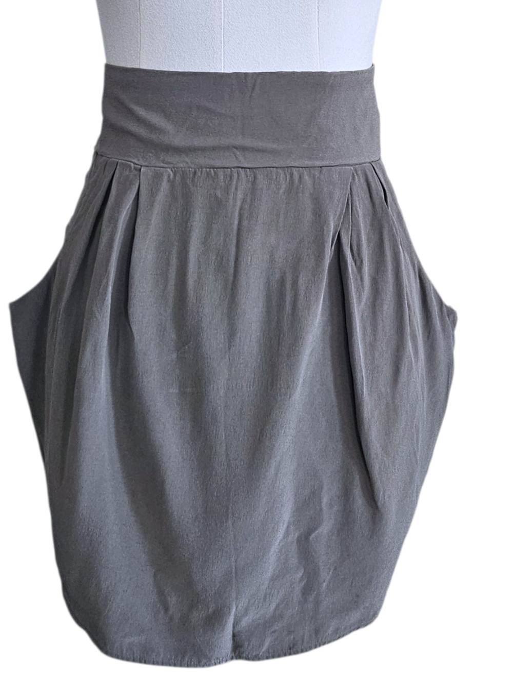 Ever 100% Silk Gray Pockets Bubble Hem Skirt Size S